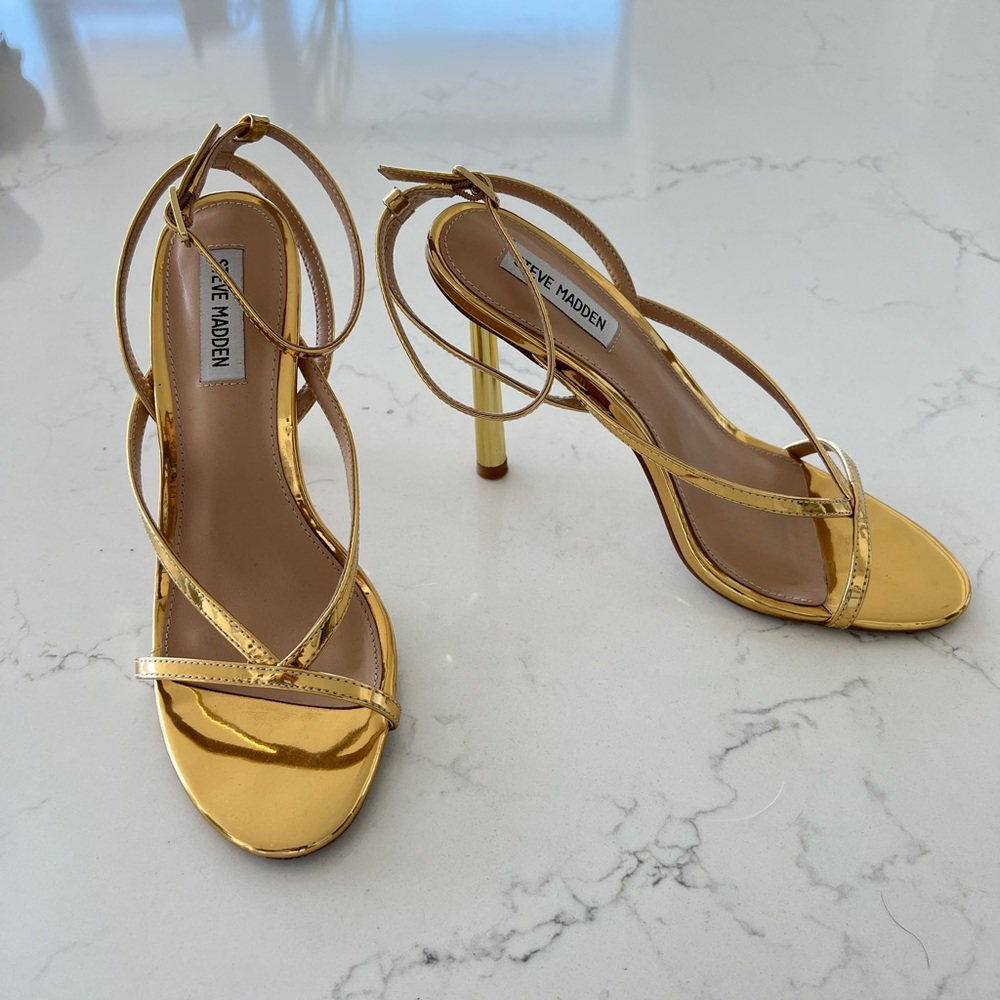 Steve Madden Gold Stiletto Sandals